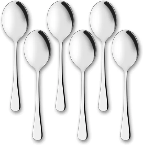 Vista 11 de AOOSY - Cucharas grandes para servir, 2 cucharas de acero inoxidable de 9.8 pulgadas 2 piezas de plata.