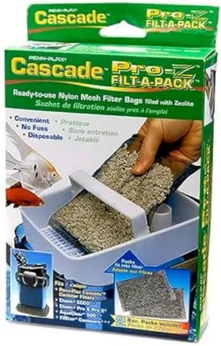 Vista 5 de Penn-Plax Cascade Pro-Carb Z Filt-A-Pack, paquete de 2 bolsas de filtro de carbón mixto y zeolita para acuario, repuesto de malla de nailon