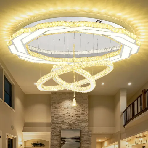 Vista 22 de Flashing God Candelabros modernos de cristal de 12 pulgadas, lámpara de techo de montaje empotrado, mini lámpara LED regulable para pasillo, lámpara