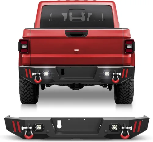 Vista 12 de Parachoques delantero compatible con Jeep Wrangler JK JL y Gladiator JT 2007-2025, parachoques de ancho completo todoterreno con placa