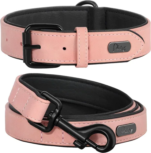 Vista 7 de Didog Collar de Perro de Cuero PU Suave Acolchado, Transpirable y Ajustable Collares para Perros Pequeños, Cómodo para Caminata Diaria, Azul, M