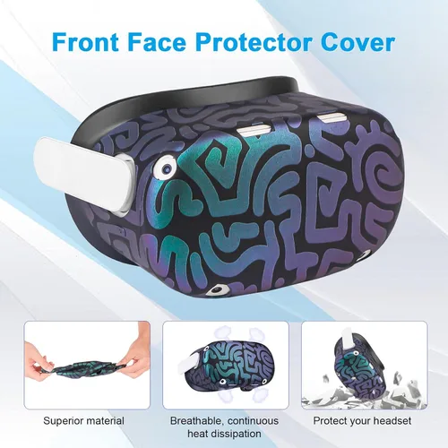 Vista 26 de Relohas Accessories for Oculus Quest 2, VR Accessory Set for Meta Quest 2, Include Controller Grip Leather Cover, VR Shell Cover, Face Cover, The