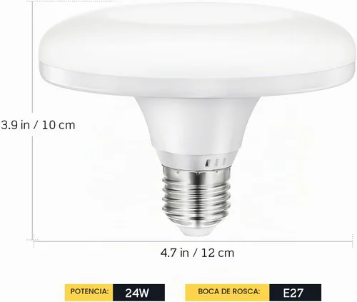 Vista 3 de OSALADI E27 ahorro de energía LED lámpara plana de alta potencia LED bombilla 220V E27 24W UFO LED luz para la iluminación casera