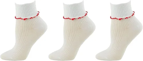Vista 3 de Sierra Socks Calcetines de uniforme escolar con borde de lechuga para niña grande, algodón peinado, puntera sin costuras, calcetines suaves y cómodos