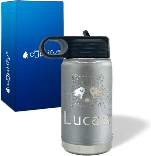 Vista 107 de Cuptify Botella de agua para niños personalizada con nombre en botella de agua aislada con anillo brillante verde de 12 onzas Verde brillante