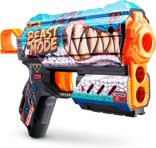 Vista 2 de XSHOT Skins Flux Blaster con 16 dardos – Beast Out Skin (paquete de 2) por ZURU, fácil recarga, tecnología de dardos de bolsillo de aire, pistola