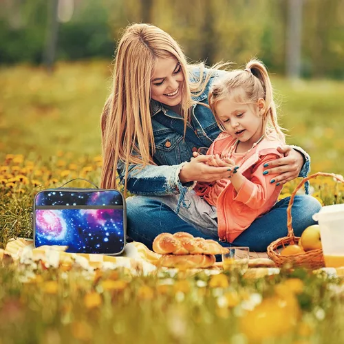 Vista 5 de Lonchera aislada con galaxia para niños y niñas, lonchera reutilizable para niños, escuela, picnic, viajes