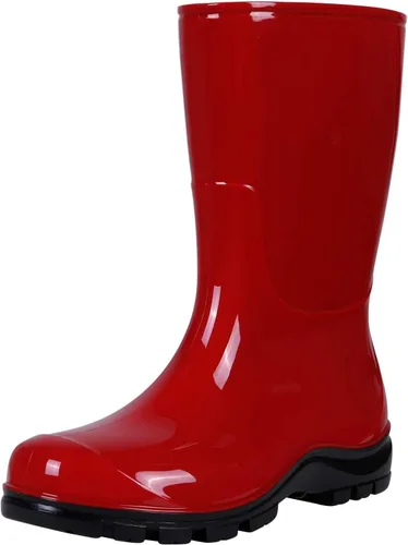 Vista 11 de Asgard Botas de lluvia a media pantorrilla para mujer, botas de goma impermeables estampadas, zapatos cortos de jardín Negro