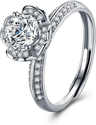 Vista 3 de Moissanite Engagement Ring Solitaire Sterling Silver Promise Rings for Women Lady
