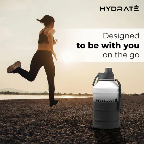 Vista 6 de HYDRATE Botella de Agua de Acero Inoxidable de 74 Oz - Mono - Botella de Agua de Metal para Gimnasio Libre de BPA - Correa de Transporte de Nylon