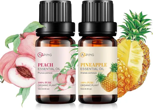 Vista 13 de Aceites esenciales de manzana y cereza, aceites vegetales naturales 100% puros y orgánicos para difusor, aroma, spa, masaje, yoga, perfume, 2 x 0.3