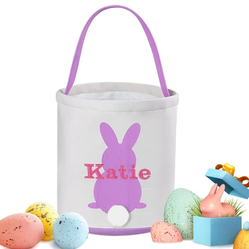 Vista 16 de Cestas de Pascua personalizadas para niños y niñas, canasta de conejo de Pascua de Touber para niños pequeños, canasta de caza de huevos de Pascua