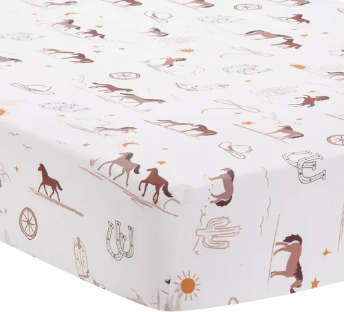 Vista 13 de Lambs & Ivy Baby Farm Animals - Sábana bajera ajustable para cuna, 100% algodón, color blanco