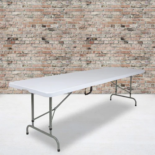 Vista 2 de Flash Furniture Kathryn - Mesa plegable rectangular de plástico ajustable de 8 pies con asa de transporte, mesa plegable para eventos en interiores