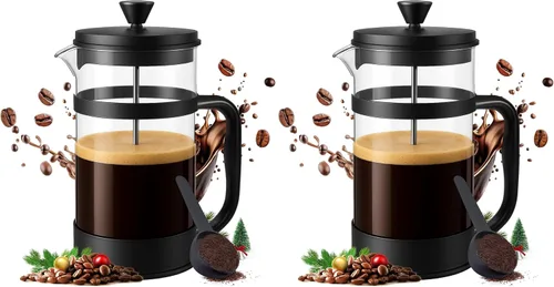 Vista 9 de Utopia Kitchen French Press - Cafetera de café expreso y té con filtros triples, émbolo de acero inoxidable y vidrio de borosilicato resistente al