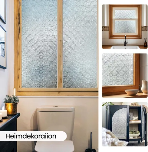 Vista 7 de Película 3D para ventana de vitral, película decorativa de privacidad para ventana de baño, puerta delantera, hogar, bloqueo solar, control