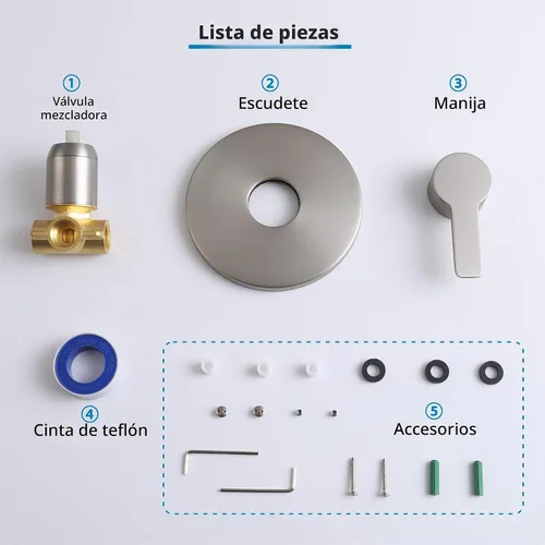 Vista 9 de Manija de válvula de ducha, kit de llave mezcladora de ducha de baño, válvulas de control de ducha de montaje en pared, válvulas rugosas de tina