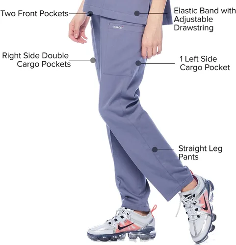 Vista 4 de Conjunto de uniforme sanitario Dagacci unisex, con cuello en V, súper elástico, conjunto de uniforme