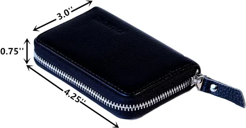 Vista 4 de Women's Leather RFID Zipper Card Wallet Small Purse with Id Window