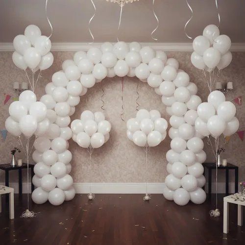 Vista 4 de TNWBA 100 globos blancos de 10 pulgadas, globos de látex para decoración de cumpleaños, boda, baby shower, fiesta