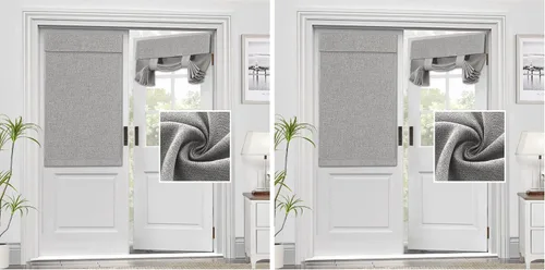 Vista 26 de H.VERSAILTEX - Cortinas para puerta francesa de lino con textura, persianas de privacidad impermeables para ventana de cocina, oscurecimiento