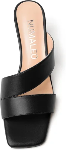 Vista 3 de NUMALEO Sandalias de tacón medio con punta abierta para mujer, estilo casual, elegante, tacón medio, 2.5 pulgadas