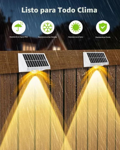 Vista 6 de Luces solares para valla al aire libre, impermeables, LED de alto brillo con lente spot, luces para cubierta, 7 modos blanco cálido y frío RGB