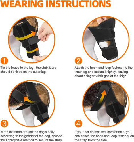 Vista 6 de Rodillera para perro para pierna trasera desgarrada del ACL, soporte ajustable para cadera de perro para pierna trasera con estabilizadores