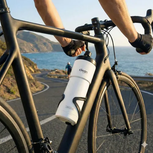 Vista 4 de The Clean Hydration Co - Botella de agua aislada para bicicleta de 23 onzas, boquilla fácil de limpiar, botella deportiva fácil de apretar, botella