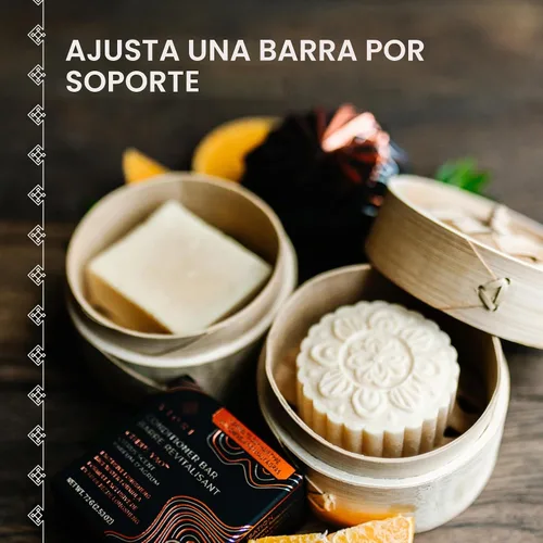 Vista 3 de Viori Soporte de barra de bambú natural - Soporte para champú, acondicionador y jabón, cuidado del cabello ecológico