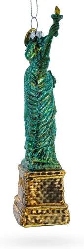 Vista 2 de Estatua de la Libertad Nueva York Adorno de Navidad de cristal
