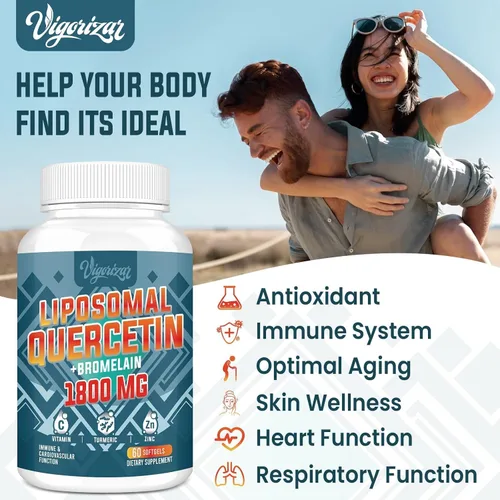 Vista 3 de Fitosoma de quercetina liposomal, quercetina con bromelina, zinc y vitamina C, complejo de fitosomas bioactivos, absorción 20 veces mayor - 60