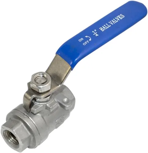 Vista 11 de Válvula de bola de acero inoxidable 316 de 1/8"~3" de puerto completo con mango de vinilo azul, rosca hembra NPT x hembra, 1000 WOG (1")