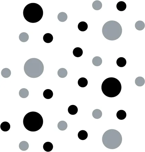 Vista 3 de Pegatinas de pared de vinilo negro/metálico plateado - círculos de 2 y 4 pulgadas (30 calcomanías)