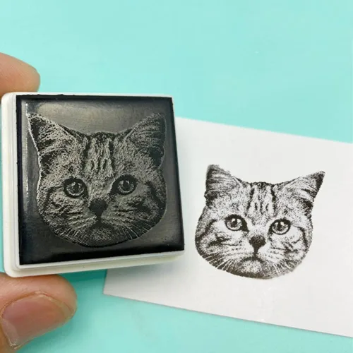 Vista 2 de Sello personalizado, sellos autoentintados personalizados para fotos de mascotas, sellos de goma personalizados, sello cuadrado, múltiples opciones
