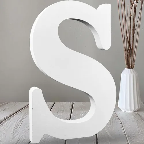 Vista 28 de AOCEAN Letras de madera grandes blancas de 12 pulgadas, letras de madera sin terminar para decoración de pared, letras decorativas de pie
