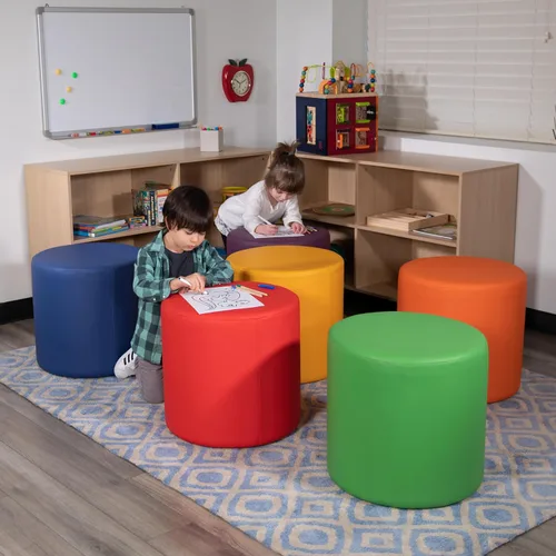 Vista 7 de EMMA + OLIVER Círculo flexible de asientos suaves de 18" H para aulas y espacios comunes - rojo For Classrooms and Common Spaces, Flexible Seating