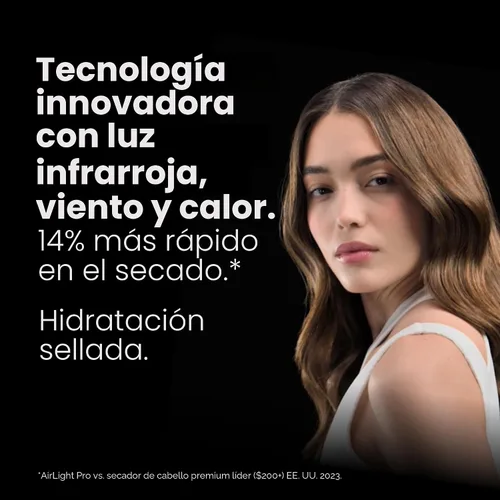 Vista 3 de Secador de Pelo AirLight Pro - Aumentado con Luz Infrarroja, Probado en Todo Tipo de Cabello, Secado Rápido Sin Daño