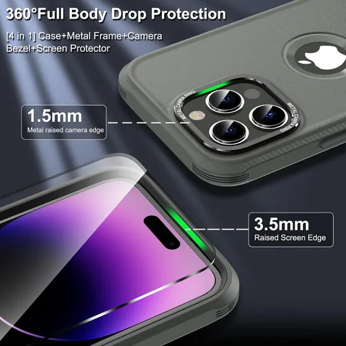 Vista 4 de WINTONG Funda magnética compatible con iPhone 14 Pro Max, protección contra caídas de grado militar, cuerpo completo, a prueba de golpes
