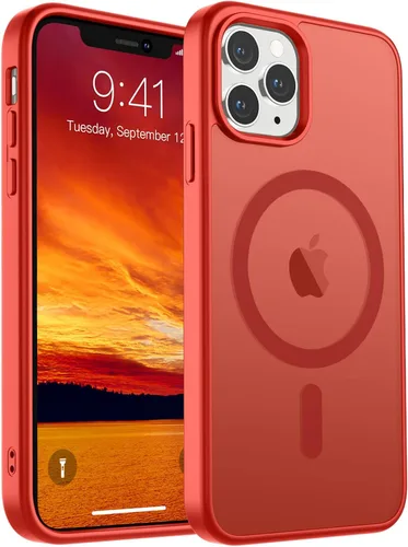 Vista 29 de SUPFINE Funda magnética para iPhone 11 Pro Max (compatible con MagSafe) (protección contra caídas de grado militar), delgada, translúcida mate, a