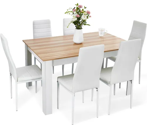 Vista 9 de Mondeer Juego de mesa de comedor para 4, sillas de mesa de cocina con respaldo alto, juego de comedor y oficina en casa, 47.2 x 35.4 x 29.5 pulgadas
