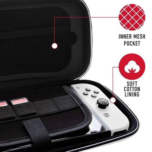 Vista 5 de 4Gamers Hard Shell Travel Case Black & White - Compatible with Nintendo Switch, Lite & OLED