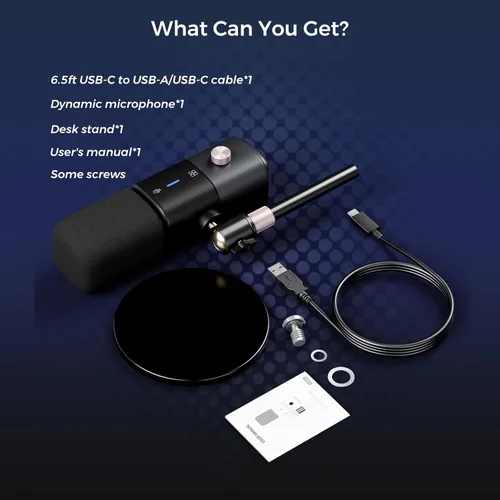 Vista 8 de NearStream AM15X Micrófono dinámico para PC con USB/XLR, cancelación de ruido 24-Bit/48kHz Audio, Headphone Monitoring, Mute, Gain Control and
