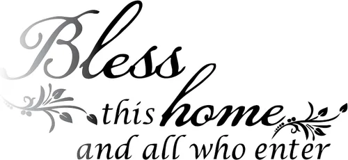 Vista 16 de Decoración de calcomanía de vinilo con texto en inglés “Bless This Home and All who Enter”, para la entrada o la sala de estar