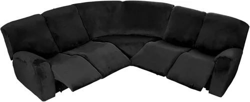 Vista 17 de MIFXIN Funda para sofá seccional, 2 piezas, elásticas de 3 asientos, en forma de L, fundas elásticas impresas para sofá seccional, protector de Negro