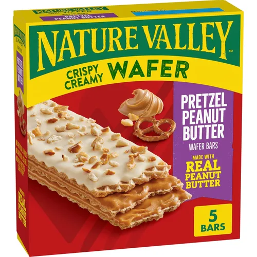 Vista 3 de Nature Valley Barras de Waffle Cremosas y Crujientes, Arándano, Grano Entero, 5 Barras, 6.5 oz