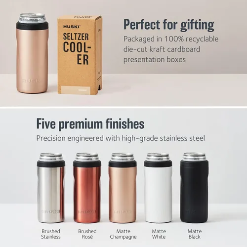 Vista 7 de Huski Seltzer - Enfriador Nuevo Soporte delgado de alta calidad de 12 onzas para latas delgadas de cerveza y soda Acero inoxidable 316