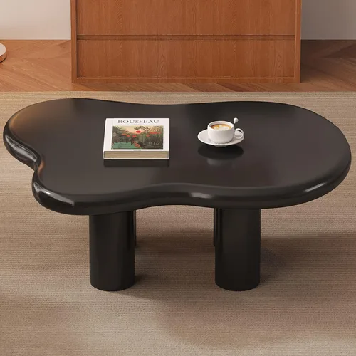 Vista 9 de Miuuod Cloud - Mesa auxiliar con 4 patas para sala de estar, mesa central, mesa baja, mesa auxiliar color crema, mesa de sofá de esquina redonda