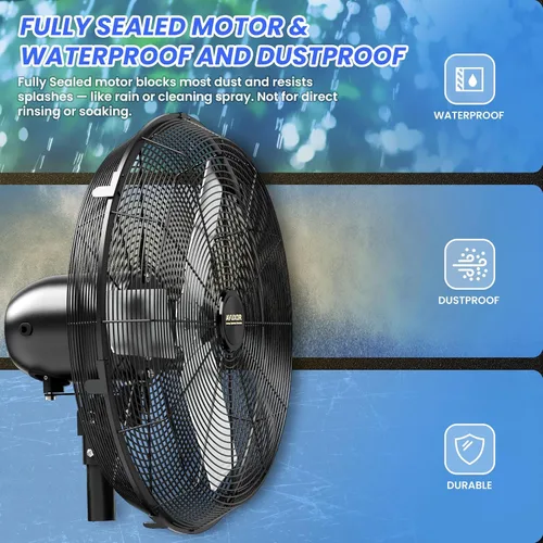 Vista 3 de Ventilador de pedestal para exteriores de 20 pulgadas, ventilador de pedestal oscilante de 4 velocidades con motor de CC sin escobillas sellado