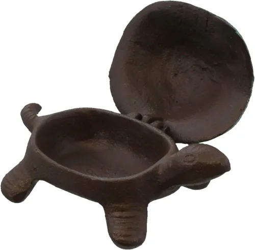 Vista 2 de Top Brass Turtle Key Hider - Estatua de jardín de hierro fundido con compartimento secreto, para interiores y exteriores